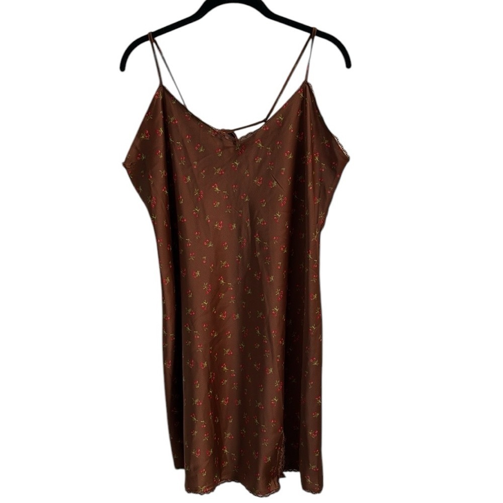 Wild Fable Women's Lace Trim Slip Dress Brown Cherries Size XL - Picture 15 of 16